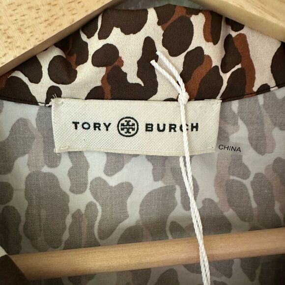 NWT Tory Burch Reva Leopard Print Cotton Poplin Shirtdress Size 4 - Picture 4 of 12